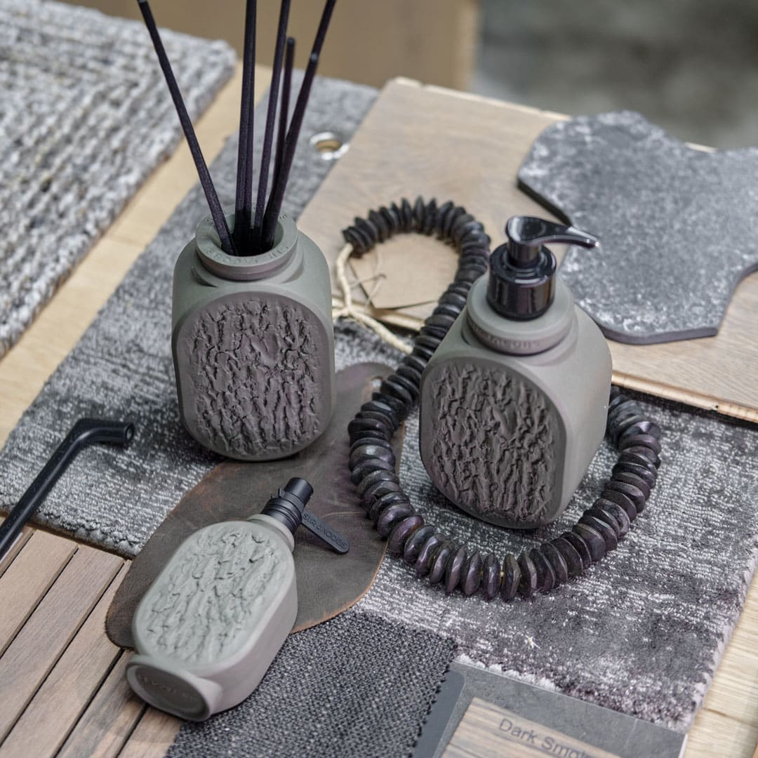 White Quarry dispensers in a bathroom interior